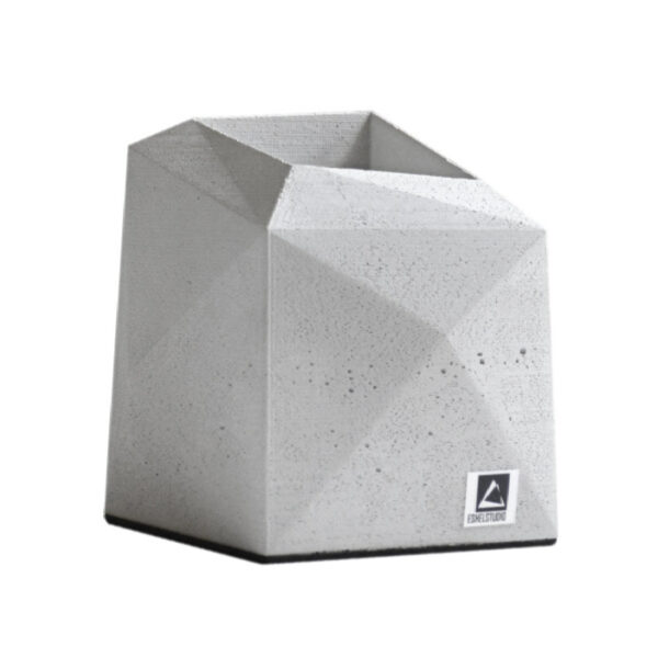 Mini Concrete Vase Handcrafted Geometric Design Gray