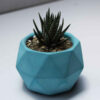 Minimalist Concrete Vase Handcrafted Polyhedral Blue