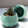 Minimalist Concrete Vase Handcrafted Polyhedral Blue