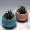 Minimalist Concrete Vase Handcrafted Polyhedral Blue