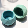 Minimalist Concrete Vase Handcrafted Polyhedral Blue