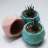 Minimalist Concrete Vase Handcrafted Polyhedral Blue