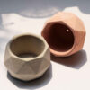 Minimalist Concrete Vase Handcrafted Polyhedral Blue