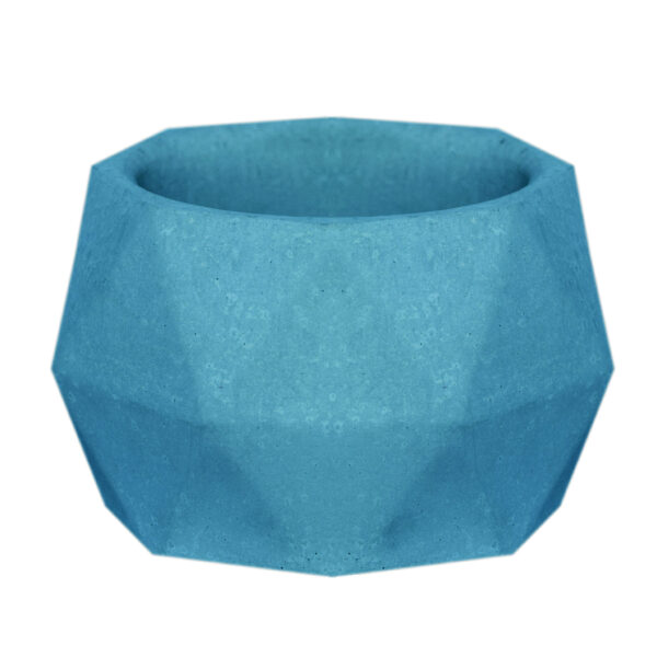 Minimalist Concrete Vase Handcrafted Polyhedral Blue