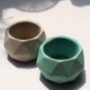 Minimalist Concrete Vase Handcrafted Polyhedral Blue