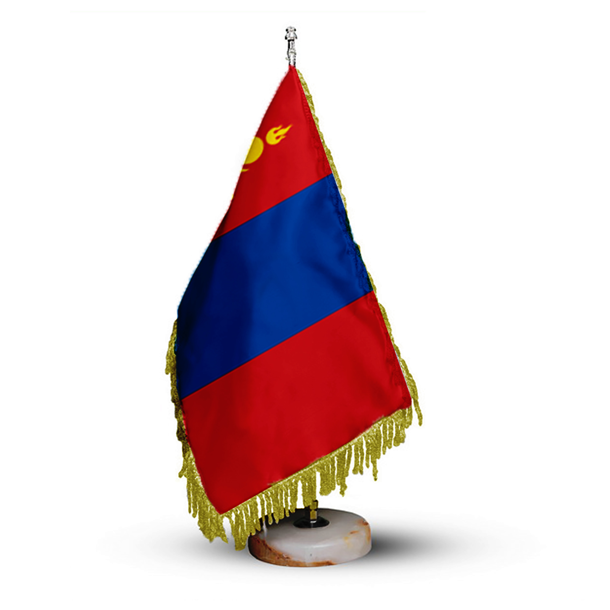 Mongolia Table Flag with Stone Base