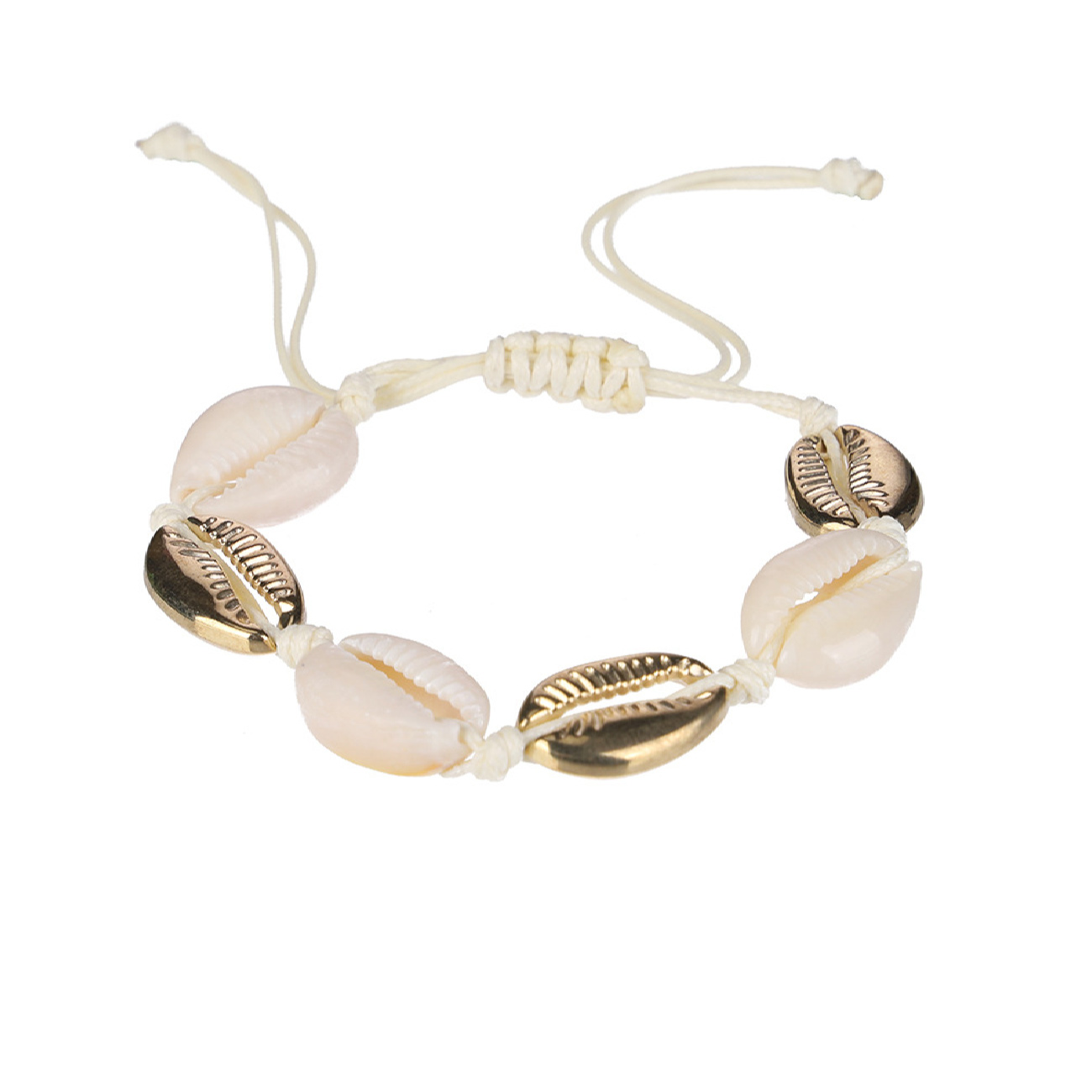 Handmade Adjustable Natural Shell Bracelet – White