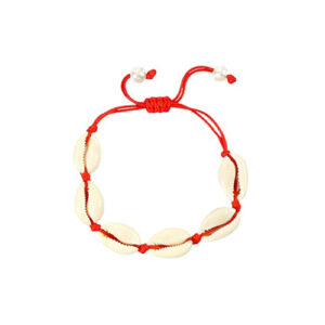 Handmade Natural Shell Bracelet with Red String – Unique Design