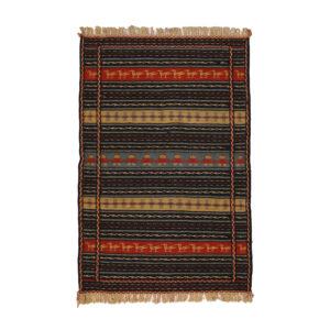 Original Persian Kilim Wool Rug Traditionally Handwoven in Khorasan Striped