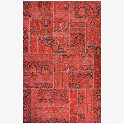 Vintage Persian Hand-Knotted Patchwork Carpet Red