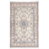 Original Persian Silk Carpet Hand-Knotted in Tabas Floral Medallion Cream