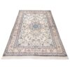 Original Persian Silk Carpet Hand-Knotted in Tabas Floral Medallion Cream