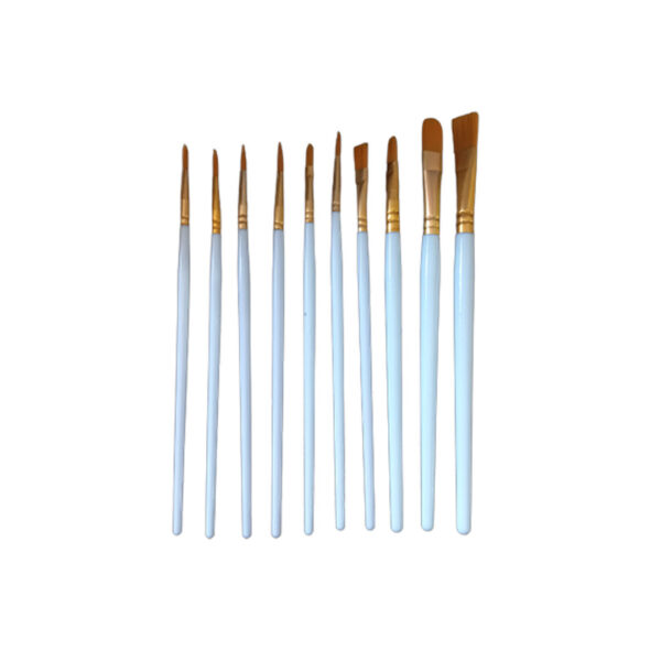 10-Piece Soft Bristle Paint Brush Set for Watercolor, Acrylic, & Gouache