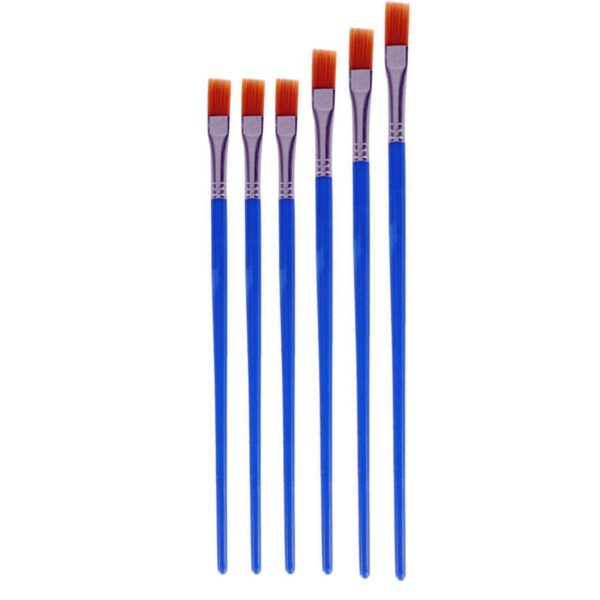 6-Piece Flat Bristle Paint Brush Set for Watercolor, Acrylic, & Gouache
