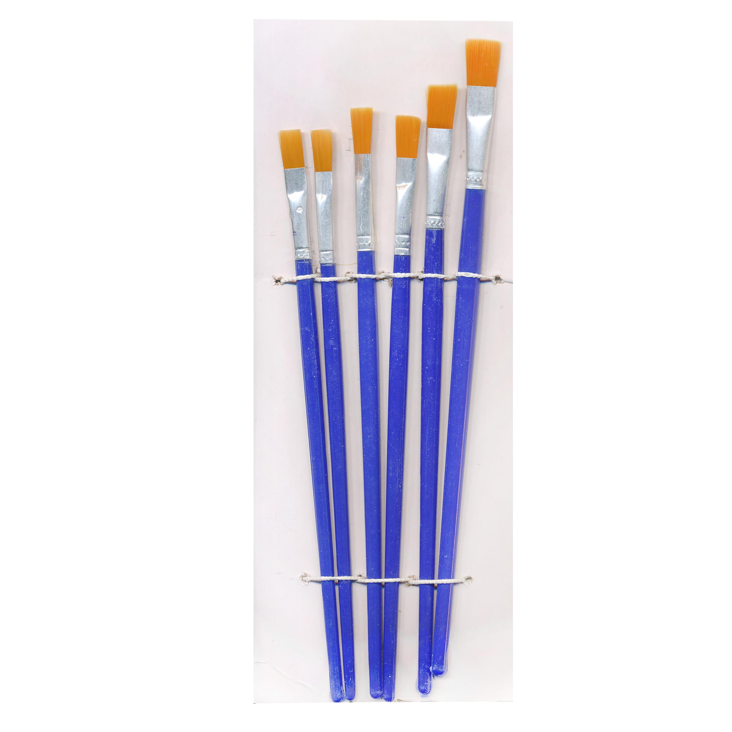 6-Piece Flat Bristle Paint Brush Set for Watercolor, Acrylic, & Gouache
