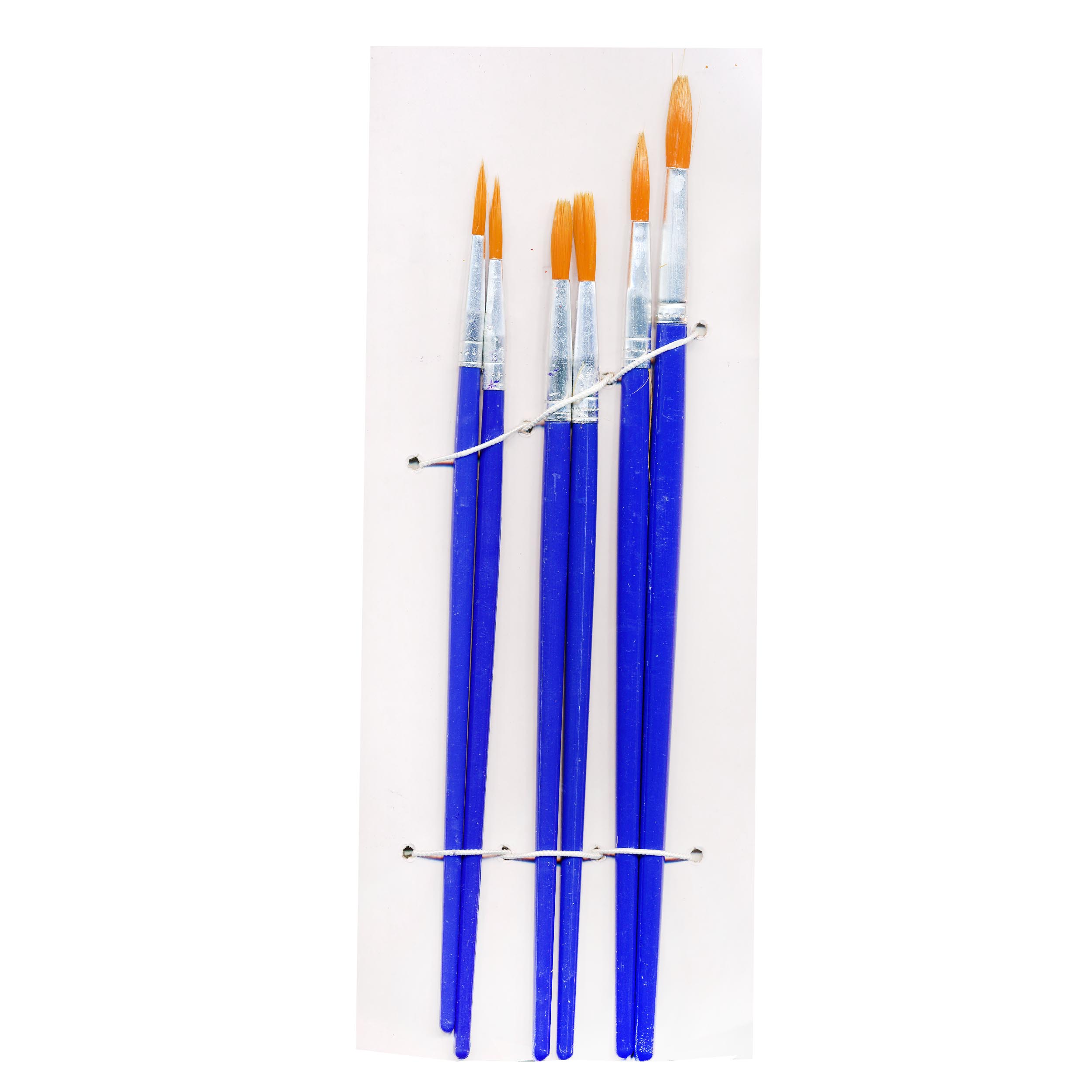 6-Piece Round Bristle Paint Brush Set for Watercolor, Acrylic, & Gouache