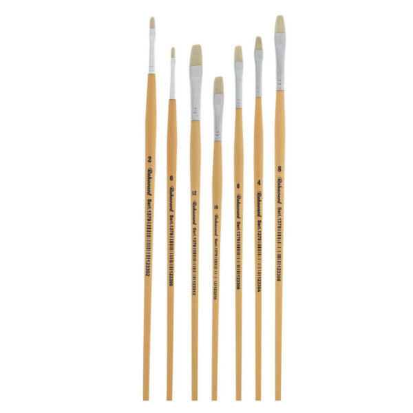 7-Piece Flat Bristle Paint Brush Set for Watercolor, Acrylic, & Gouache