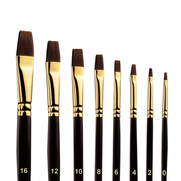 8-Piece Flat Bristle Paint Brush Set for Watercolor, Acrylic, & Gouache