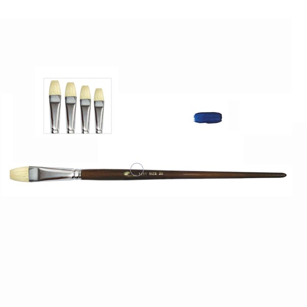 9-Piece Natural Flat Bristle Paint Brush Set with Wooden Handles