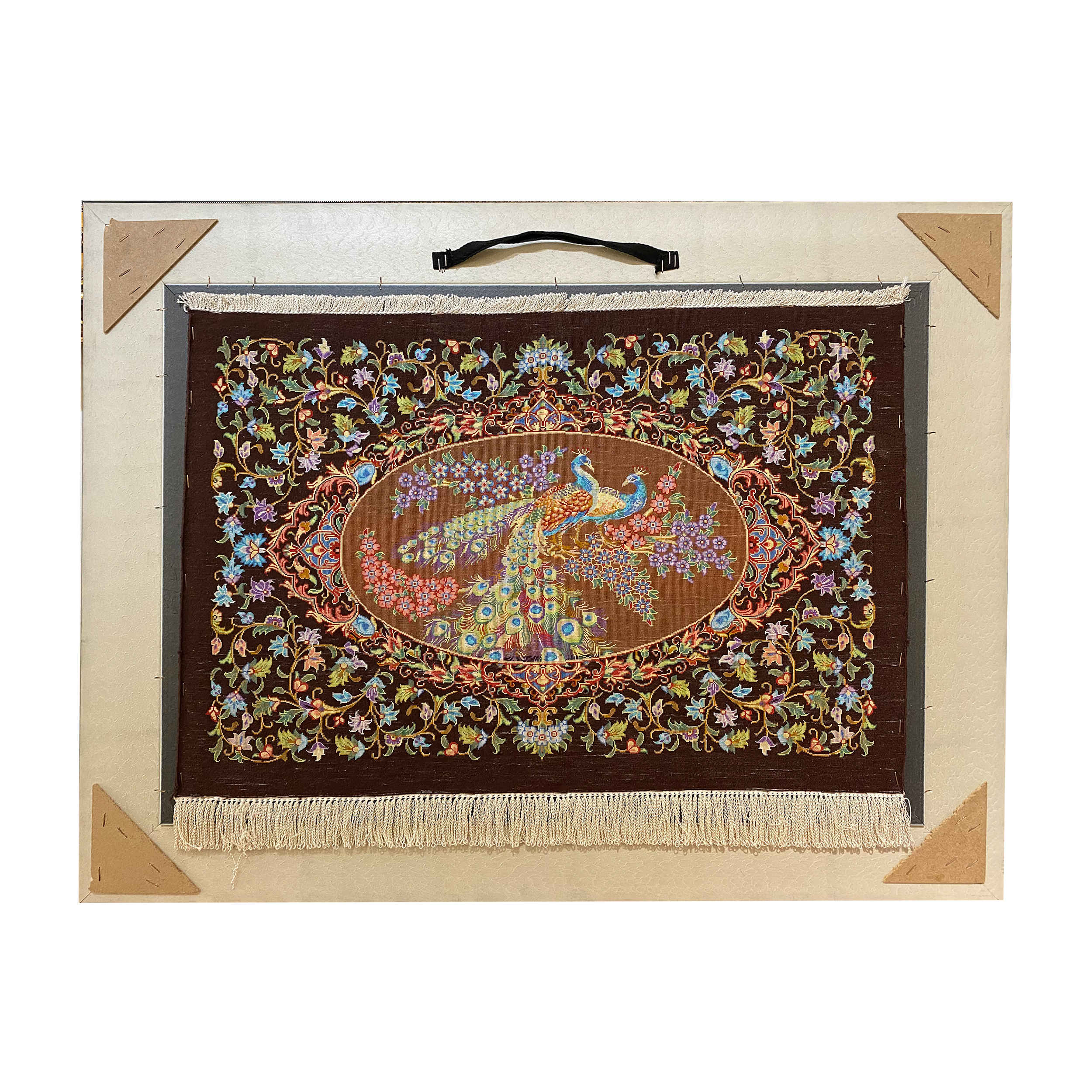 Hand-Knotted Persian Pictorial Rug from Qom Depicting Peafowls