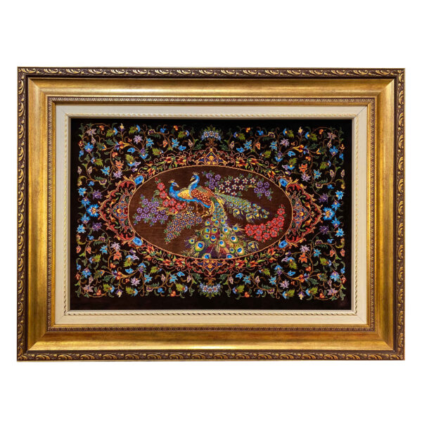 Hand-Knotted Persian Pictorial Rug from Qom Depicting Peafowls