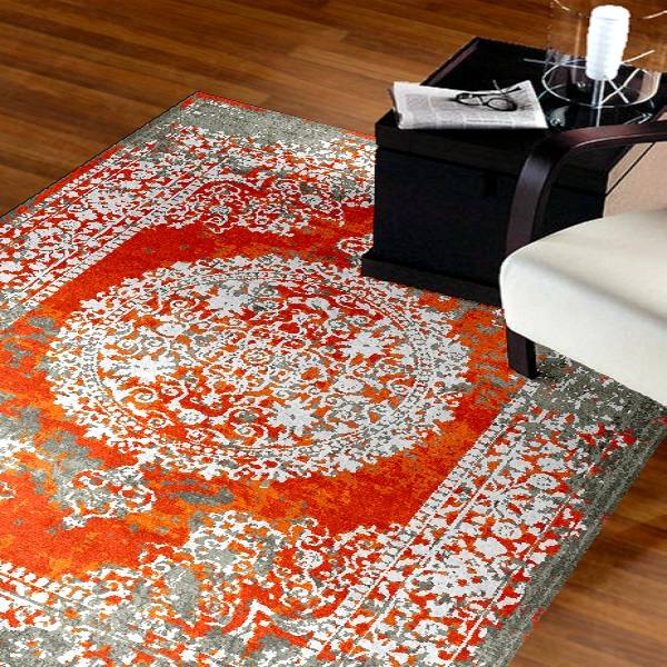 Persian Carpet with Silk Hand-Knotted in Tabriz Lachak Toranj Orange