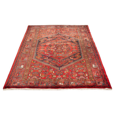 Persian Carpet with Wool Hand-Knotted Original in Zanjan Tribal Red