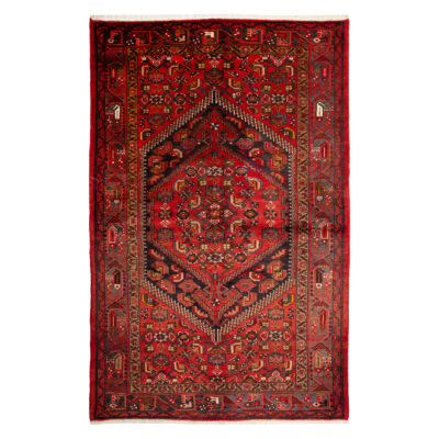 Persian Carpet with Wool Hand-Knotted Original in Zanjan Tribal Red