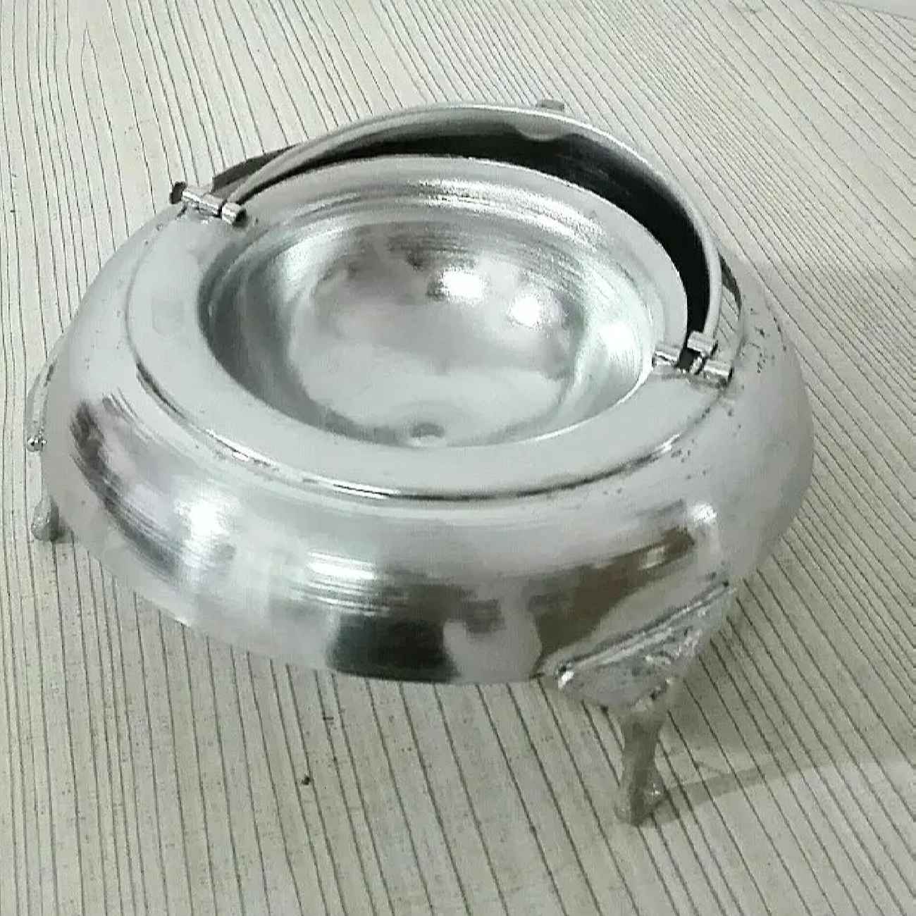 Persian Caviar Server Roll Top Brass Footed Silver