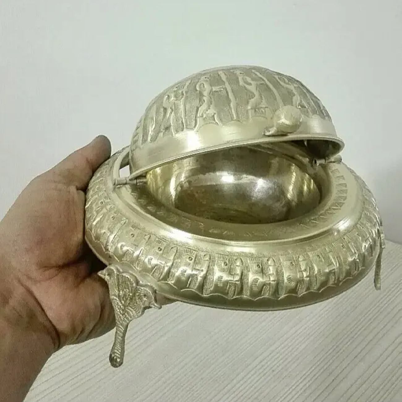 Persian Caviar Server with Brass Roll Top Handmade