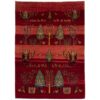 Persian Gabbeh Wool Rug Handwoven in Fars Tree Motifs