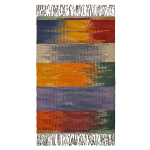Persian Wool Kilim Rug Handwoven in Lorestan Striped Orange