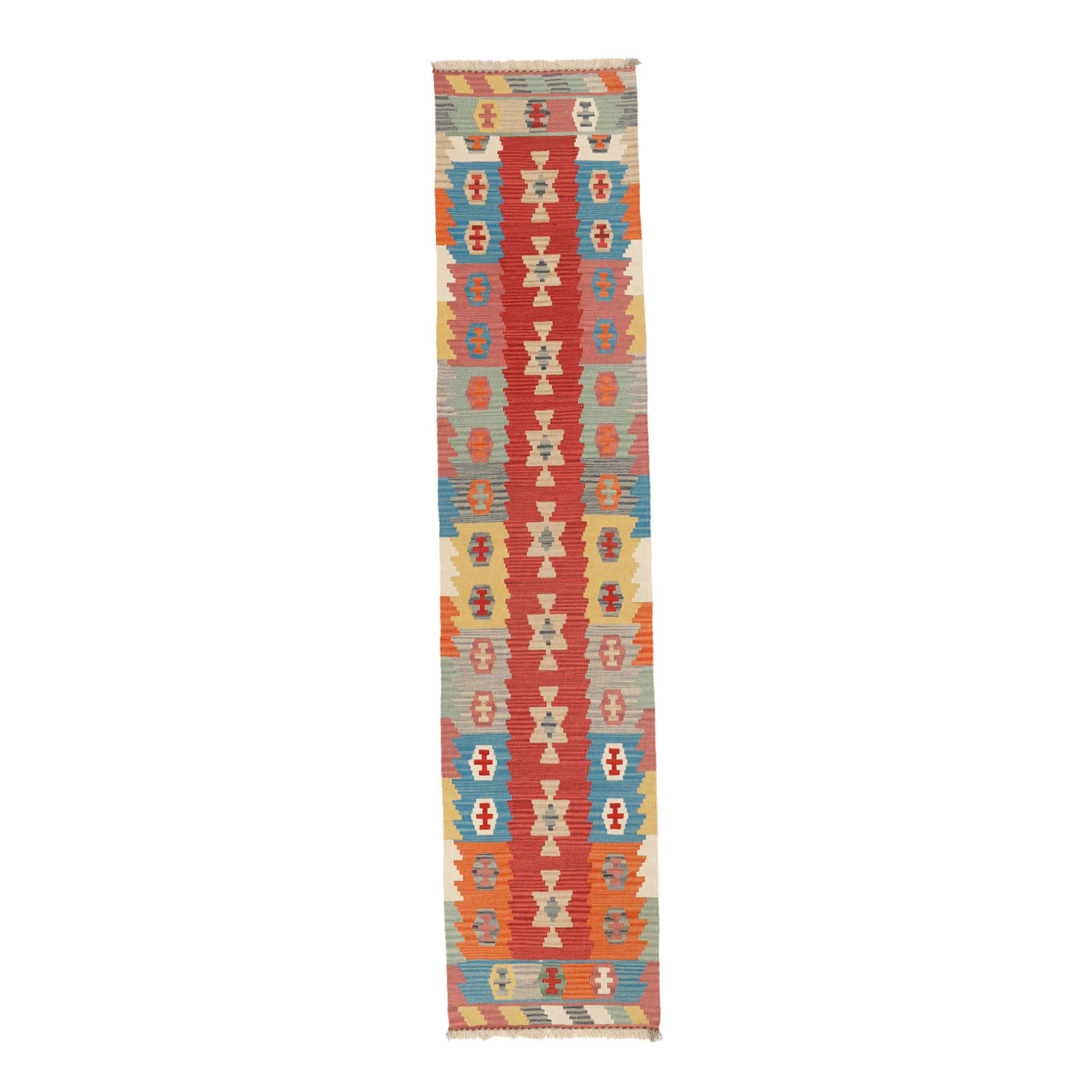 Persian Wool Kilim Runner Rug Handwoven in Fars Qashqai Red