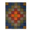 Persian Wool Kilim Rug Genuine Handwoven Checkered Red