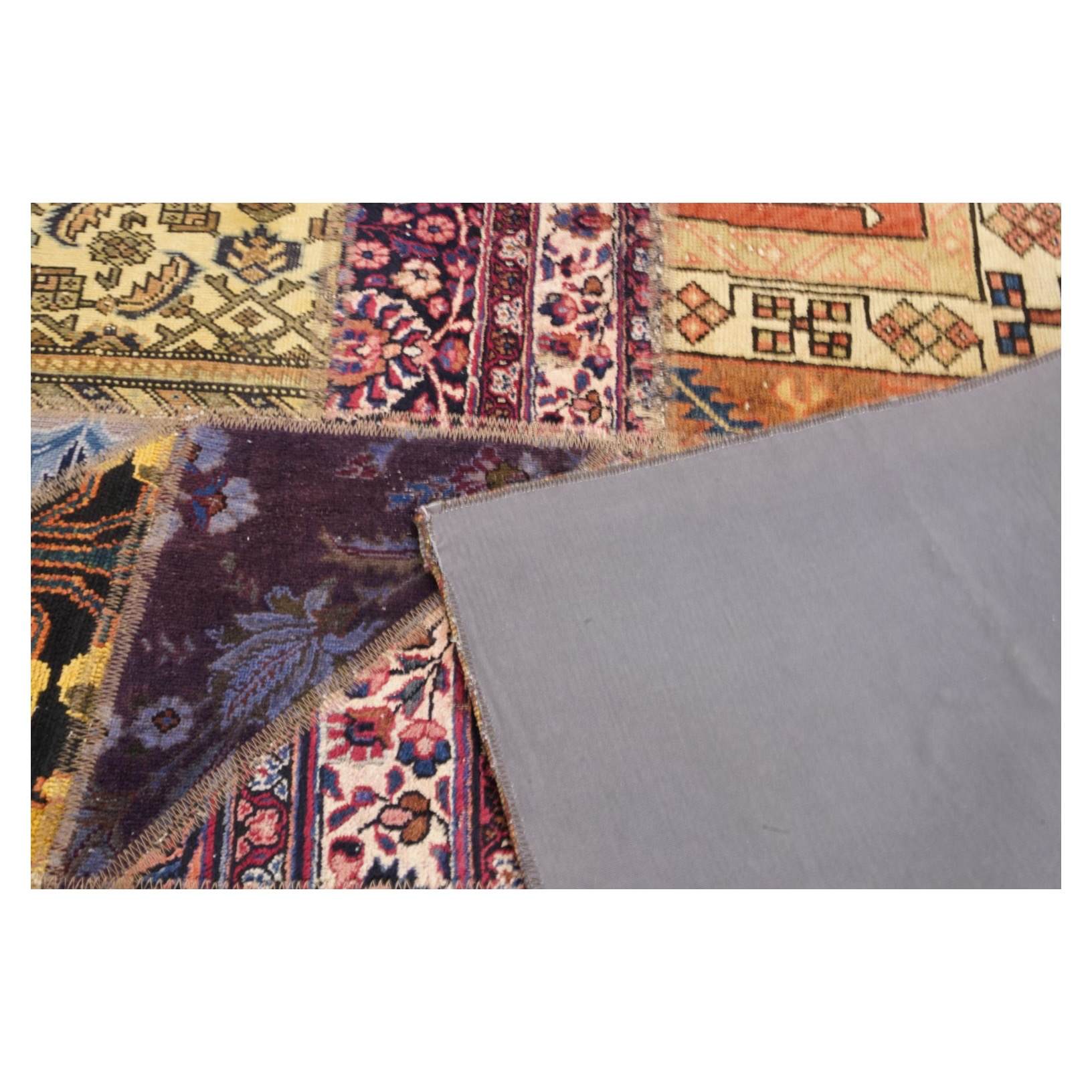 Vintage Persian Hand-Knotted Patchwork Carpet Red