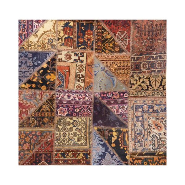 Vintage Persian Hand-Knotted Patchwork Carpet Red
