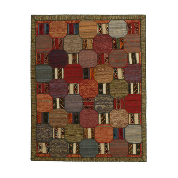 Persian Patchwork Kilim Rug Handwoven Brick Red
