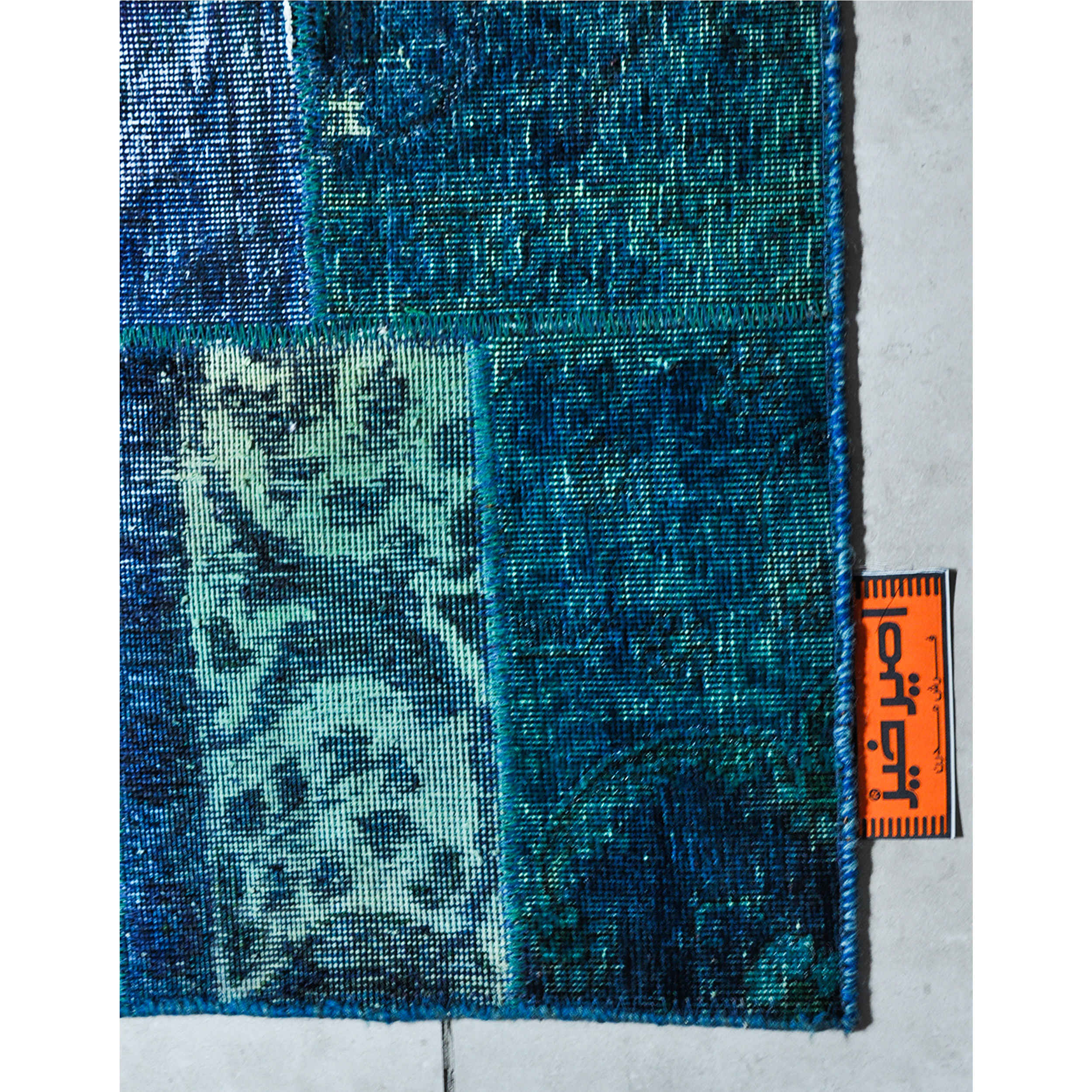 Persian Hand-Knotted Patchwork Carpet Blue