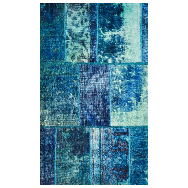 Persian Hand-Knotted Patchwork Carpet Blue