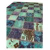 Persian Hand-Knotted Patchwork Carpet Checkered Blue
