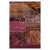 Vintage Persian Hand-Knotted Patchwork Carpet Geometric Pink