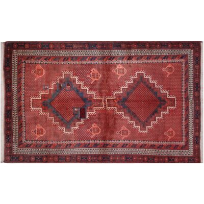 Vintage Persian Hand-Knotted Patchwork Carpet Tribal Red