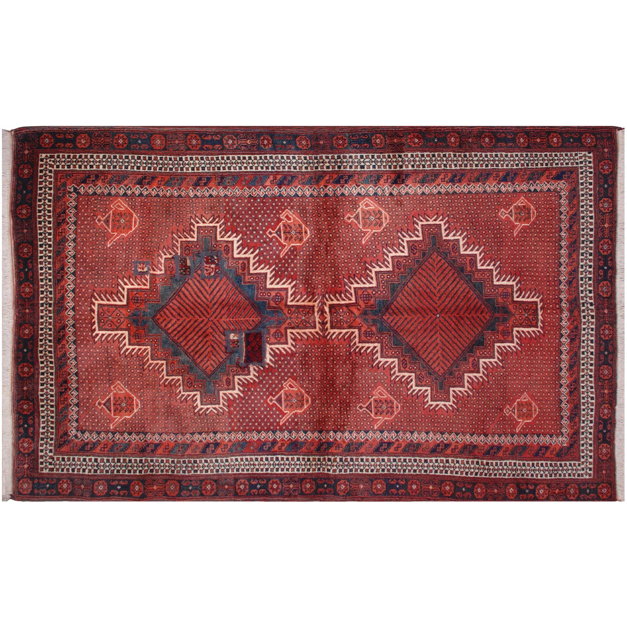 Vintage Persian Hand-Knotted Patchwork Carpet Tribal Red