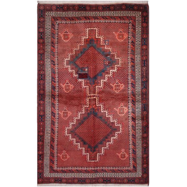Vintage Persian Hand-Knotted Patchwork Carpet Tribal Red