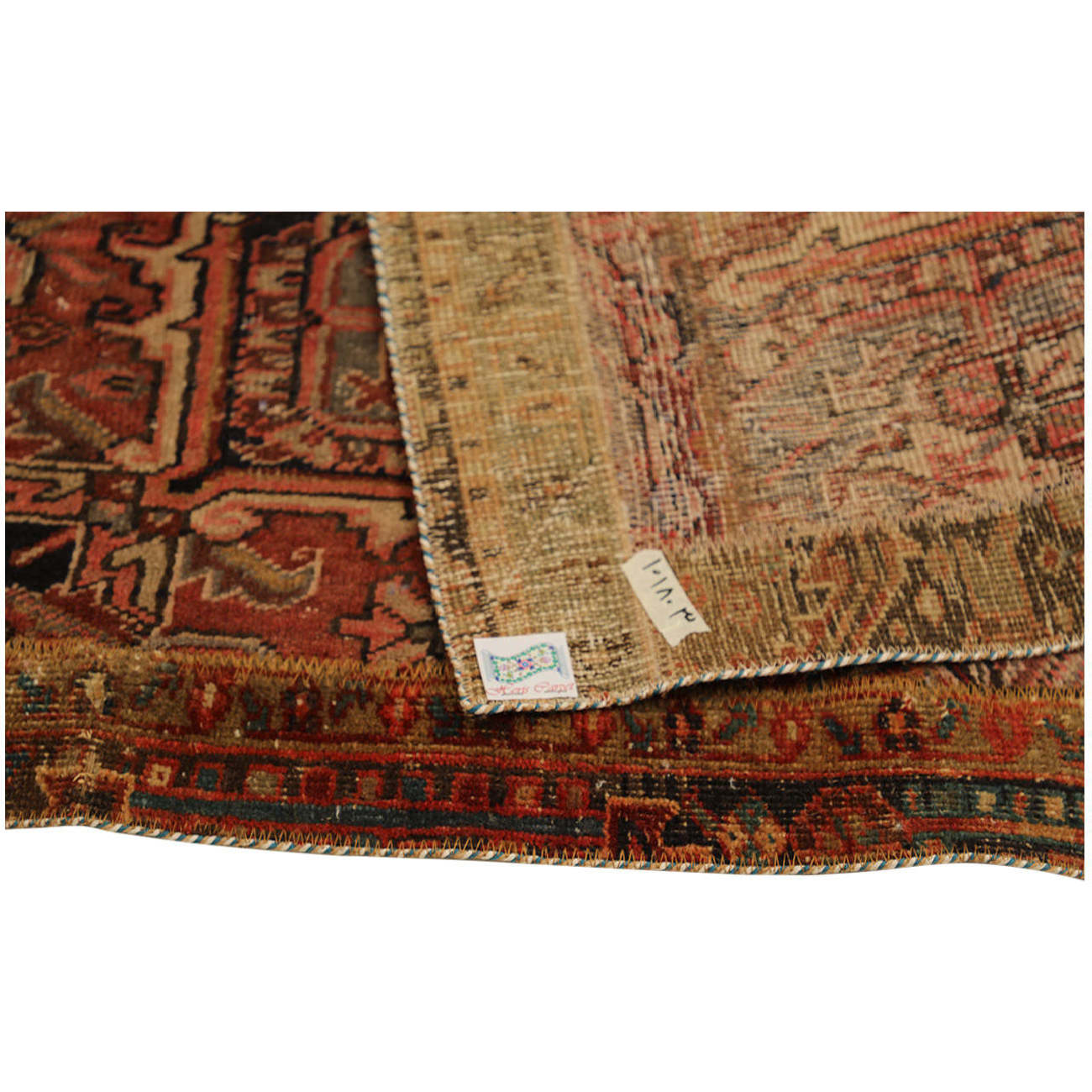 Vintage Persian Hand-Knotted Patchwork Carpet Brick Red