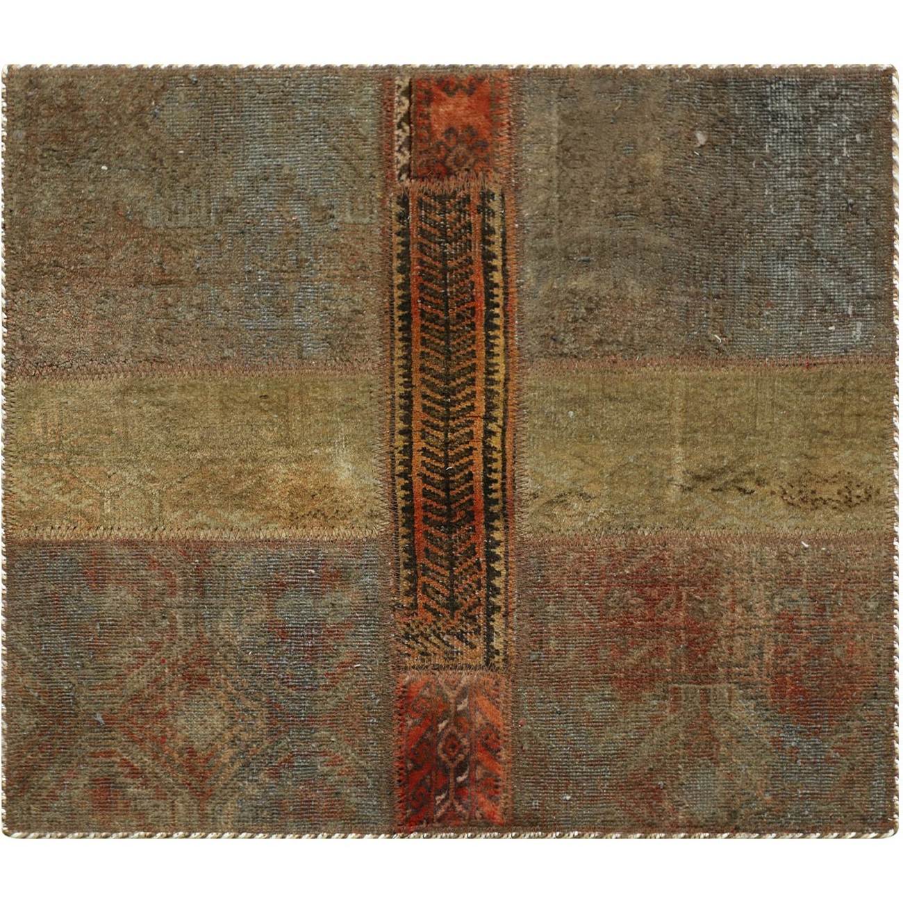 Vintage Persian Hand-Knotted Patchwork Carpet Green