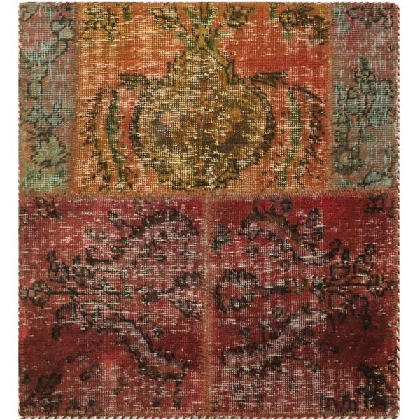 Vintage Persian Hand-Knotted Patchwork Carpet Red