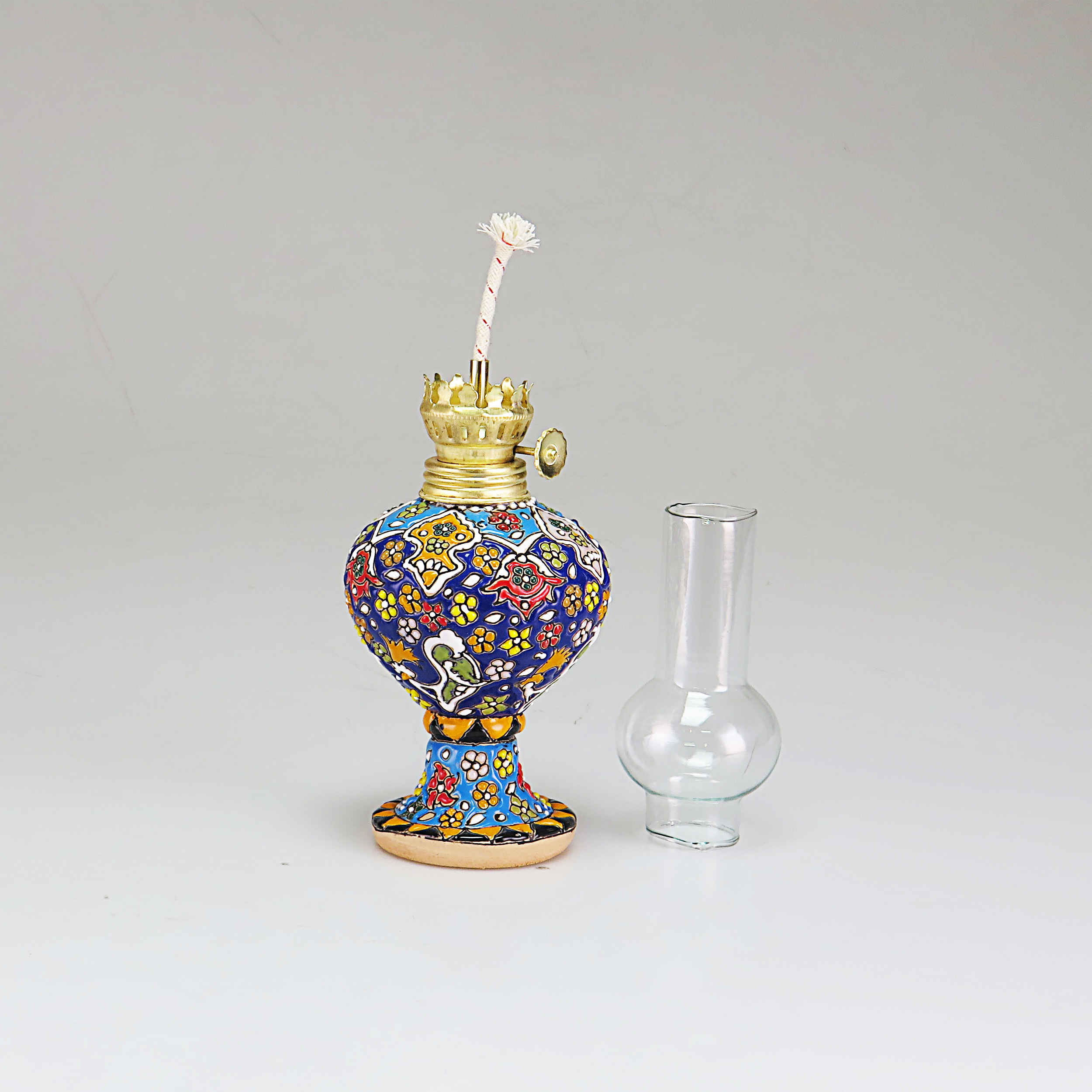 Persian Pottery Kerosene Lamp Model Minakari