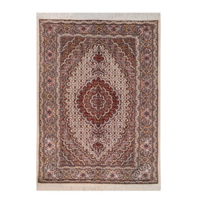 Persian Carpet with Wool Hand-Knotted in Tabriz Riz Mahi Brown