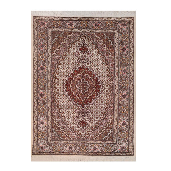 Persian Carpet with Wool Hand-Knotted in Tabriz Riz Mahi Brown